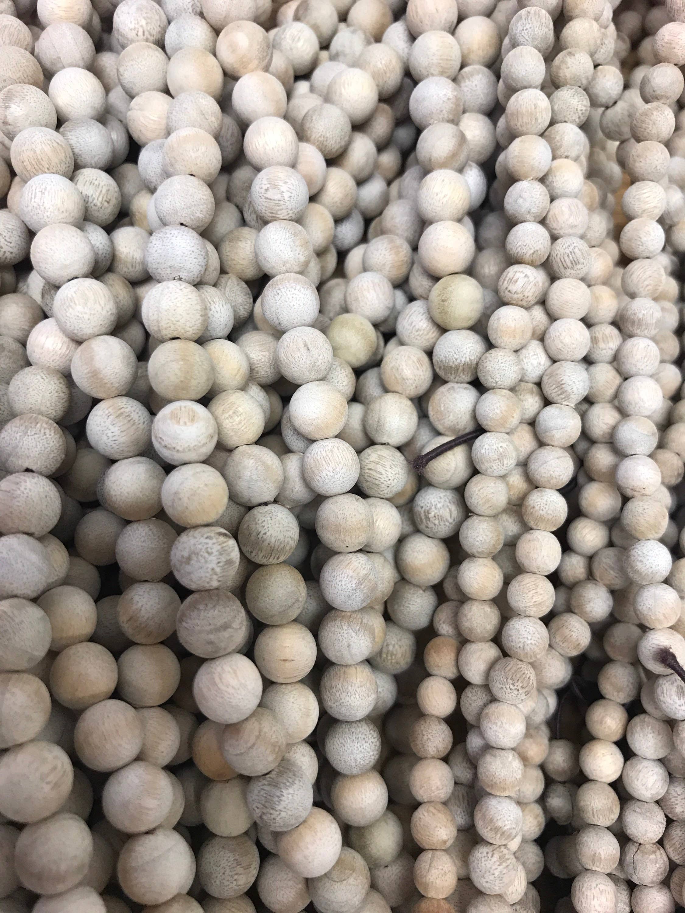 The Bead Bazaar - Vente Perle - Perles mala en bois naturel de 32 pouces, perles en bois pour bracelets pour hommes,1