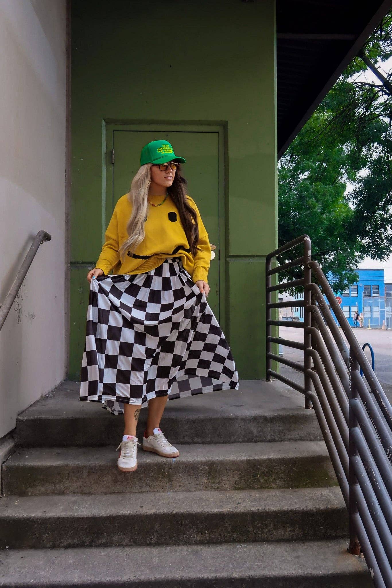 Burnt Toast - Wholesale Skirt - Women's - Victory Lap Checkered Maxi Pleated Skirt8