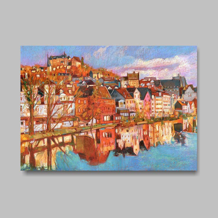 Postcard, DINA6, landscape, oil painting, Marburg an der Lahn for wholesale by Atelier No.1