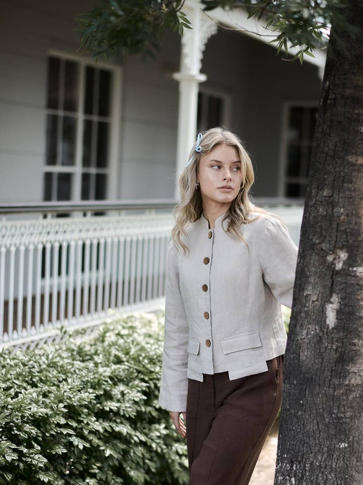 Benny Linen Jacket - Natural for wholesale on Faire7