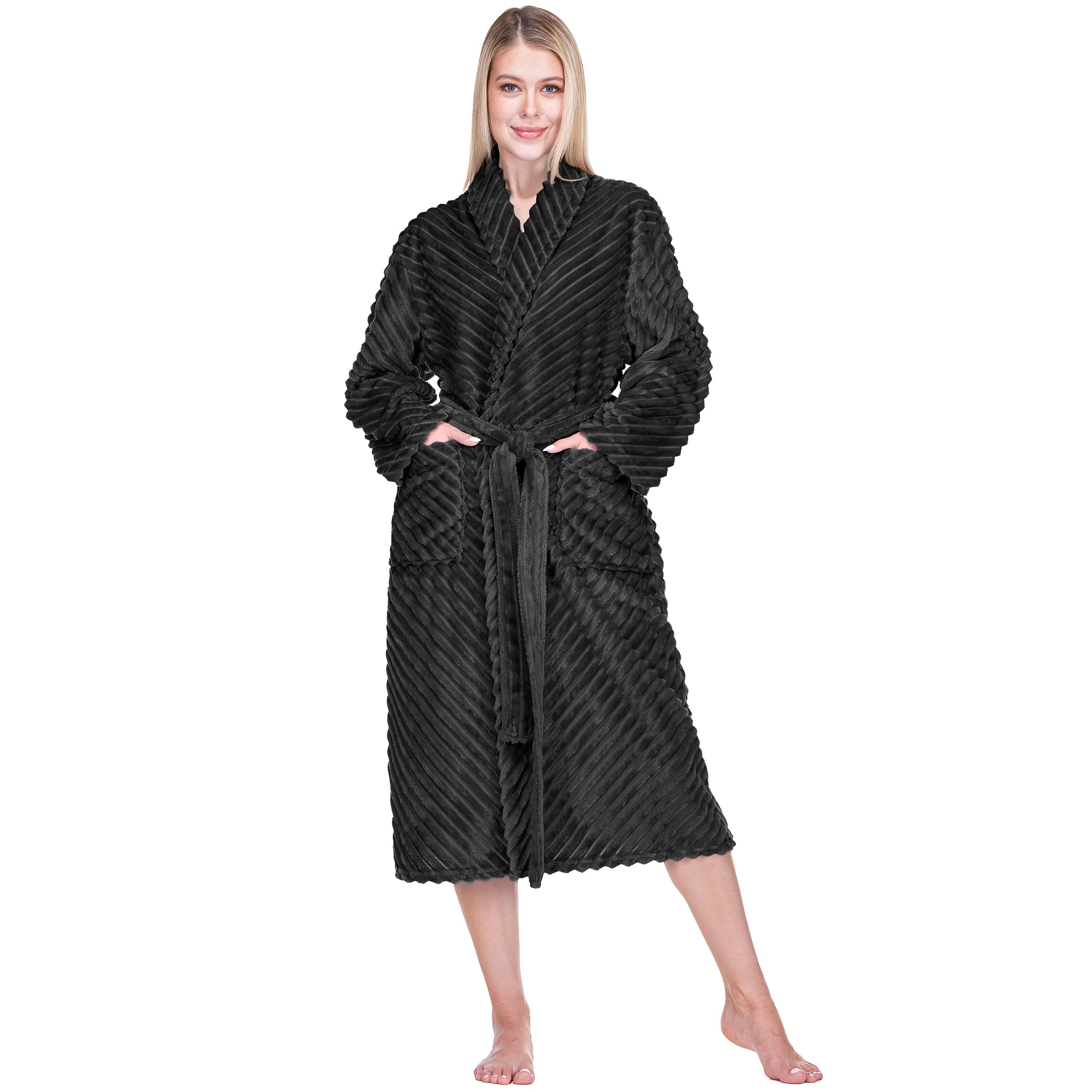 Pavilia - Wholesale Robe - Women's - Women's Ribbed Fleece Robe0