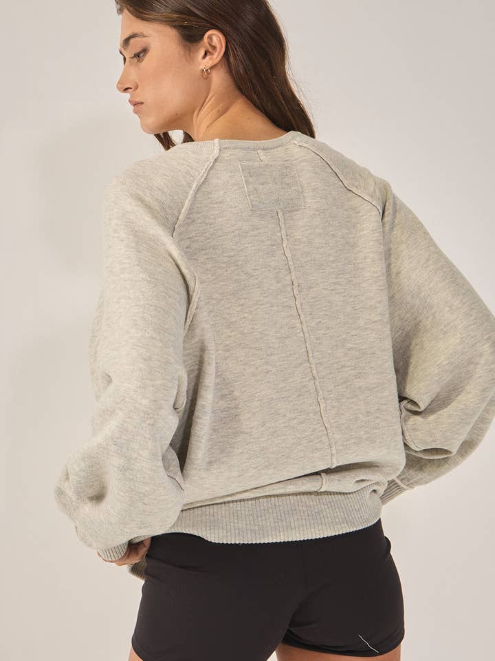 OATMEAL IT2398 V-neckline Drop-shoulder Solid Soft Sweatshirt for wholesale on Faire13