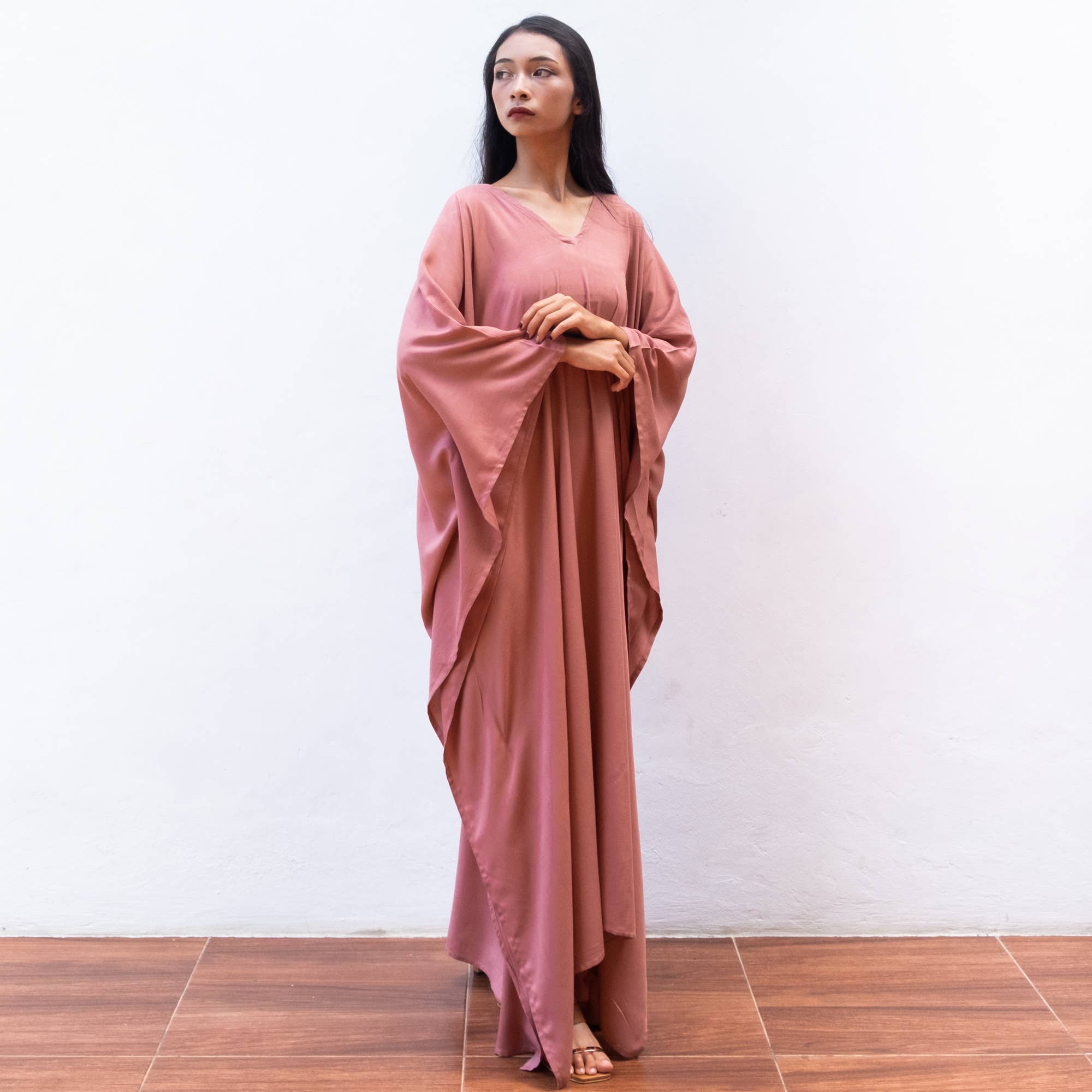 Bali Harvest - Wholesale Kaftan - Women's - Rayon Kaftan Dress (Dusty Pink) - Sun Beach Robe Resort Wear3