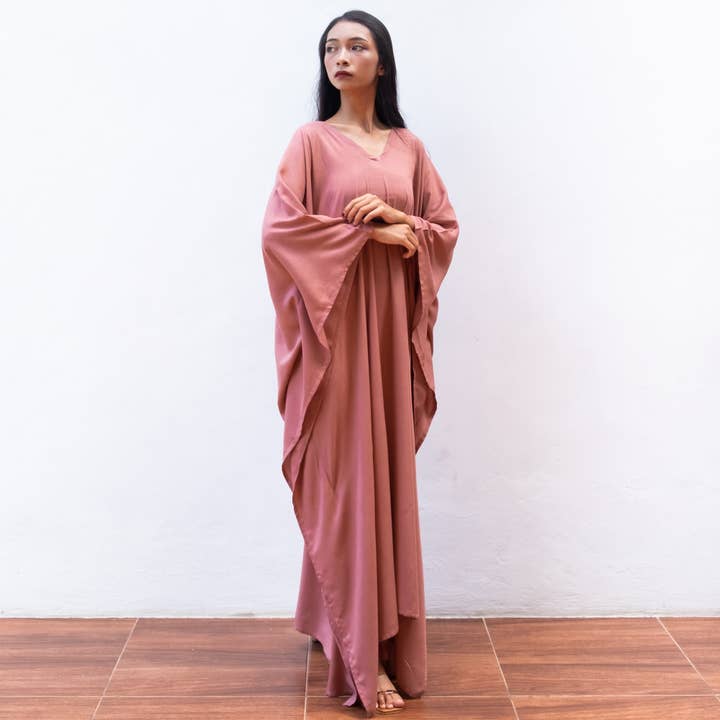 Bali Harvest - Wholesale Kaftan - Women's - Rayon Kaftan Dress (Dusty Pink) - Sun Beach Robe Resort Wear3