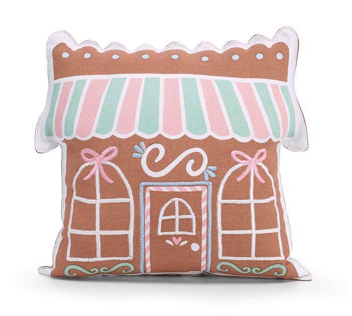 Dunn Deals - Wholesale Throw/Decorative Pillow - Santa's Sweet Shoppe Collection - 11" GINGERBREAD HOUSE SHAPE PILLOW