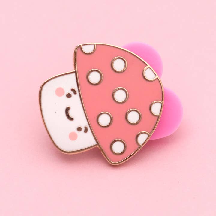 Fluffmallow (Custom duties for USA are pre-paid by us) - Wholesale Lapel Pin/Button - Cute Kawaii Mushroom Enamel Pin6