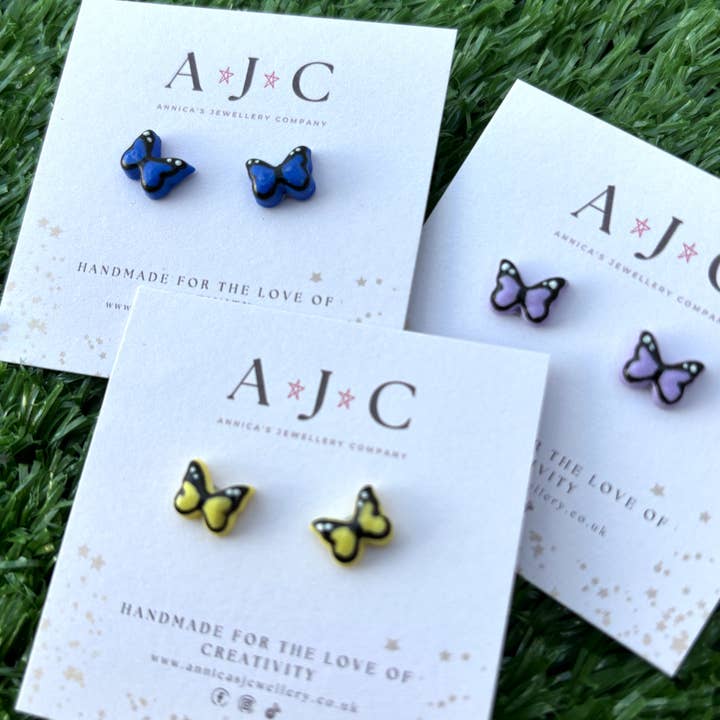 Annica’s Jewellery Co – wholesale Stud/post earrings – Cobalt Blue Detailed Butterflies
