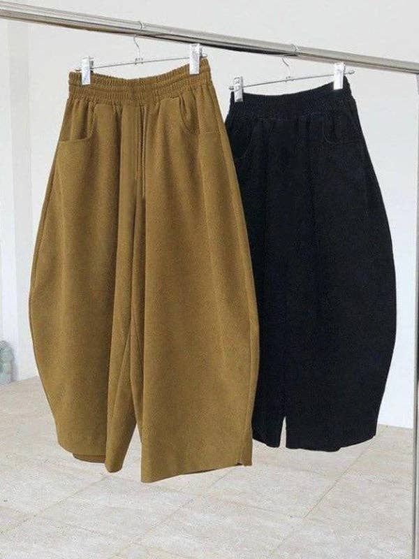 Sheer Trend - Wholesale Pants - Women's - Harem Pants Wide Leg Elasticity Solid Color Split-Joint Pants Trousers5