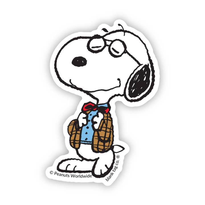 Peanuts® Professor Snoopy Waterproof Sticker for wholesale by Blank Tag Co. Stickers - Waterproof Stickers