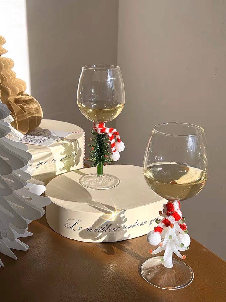 INSPECIAL HOME - Wholesale Wine Glass - Handblown Christmas Tree Wine Glass Goblets Case Of 403