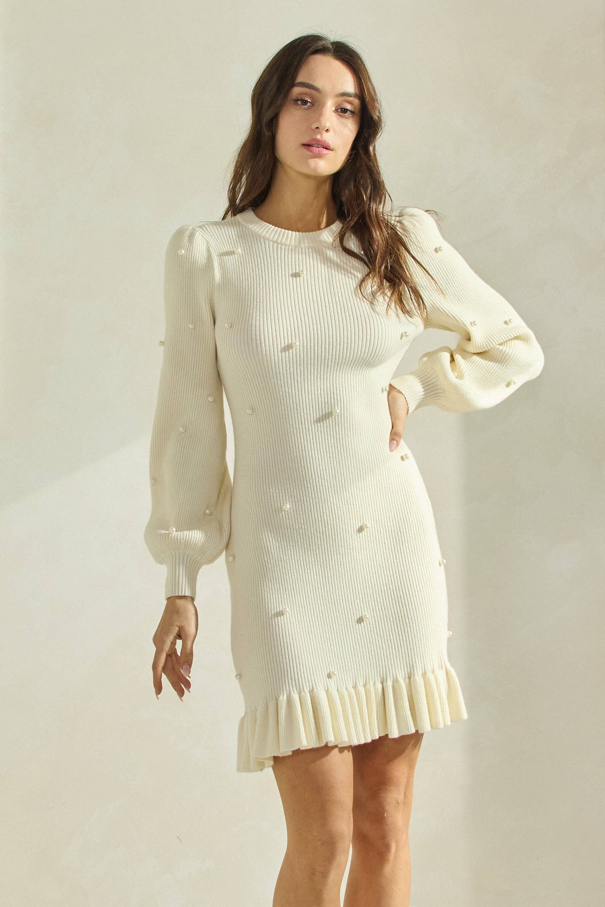 Able - Wholesale Dress - Women's - Pearl Embellished Knit Dress2