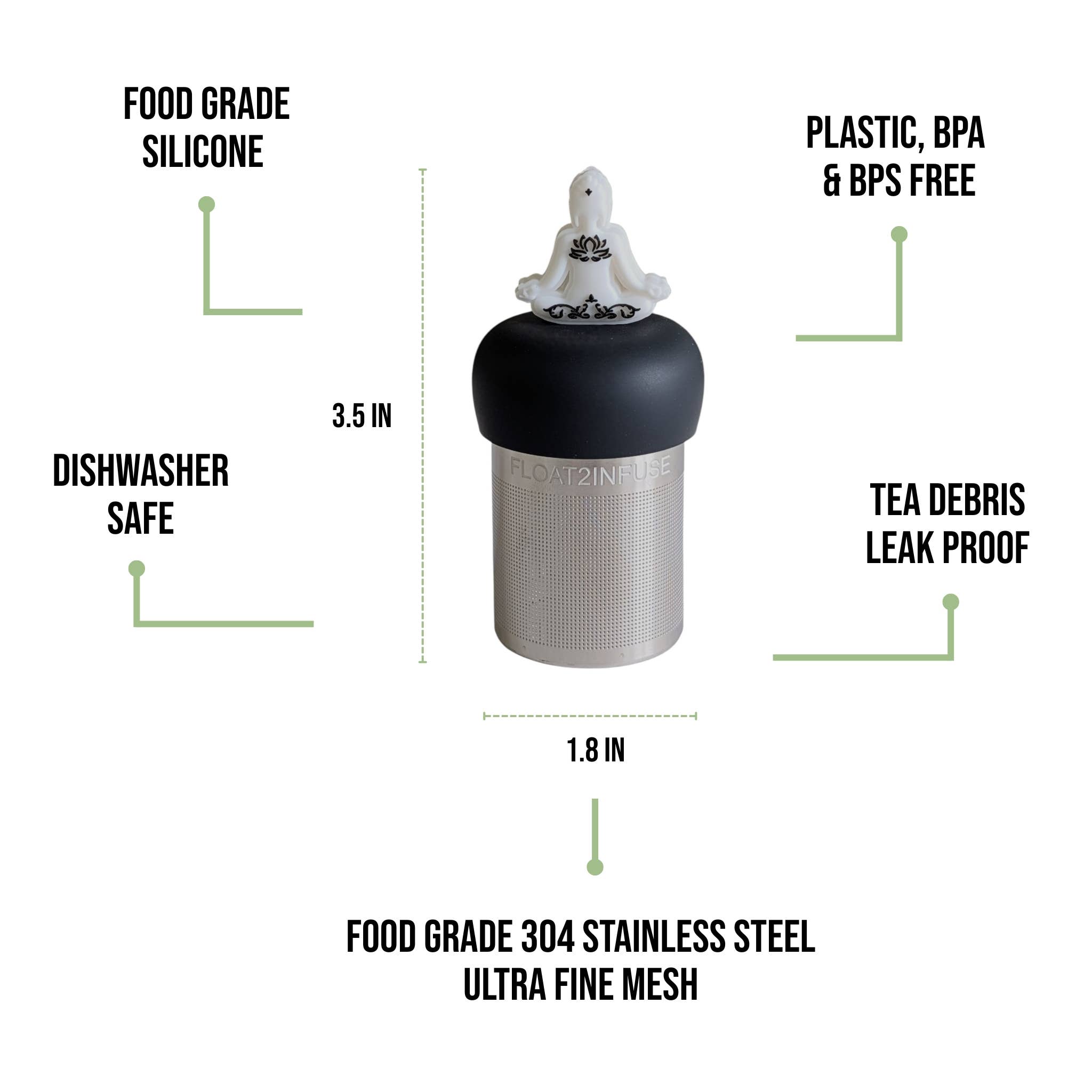 Float2infuse Tea Infuser - Wholesale Tea strainer/infuser - Yogi | Floating Tea Steeper | Grey Base | White & Black4