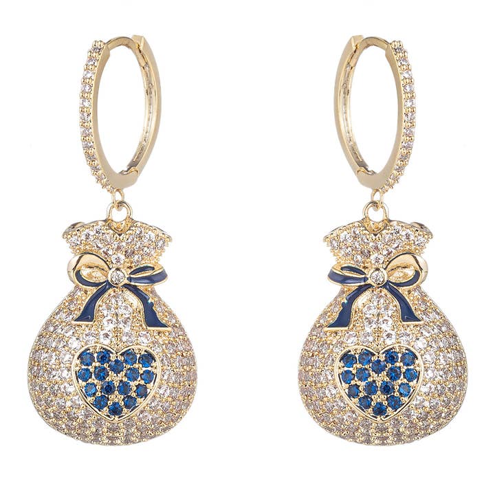 Eye Candy Los Angeles - Wholesale Dangle Earrings - Money Bag CZ Statement Earring