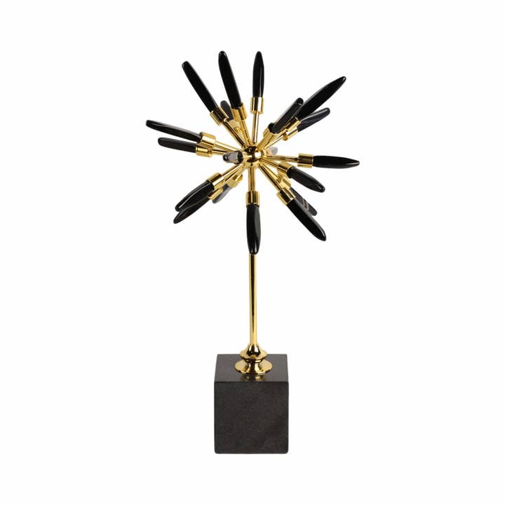 Sagebrook Home - Wholesale Decorative Tabletop Object - Metal Glass Small Stone Starburst Statuary - Black, 16 in.7