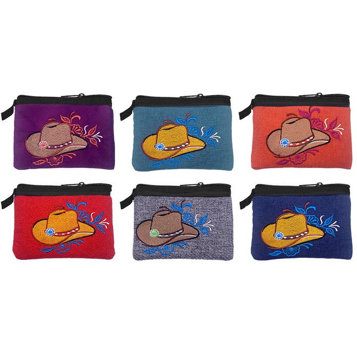Embroidered Cowboy Hat Western Ecuadorian Coin Purse Pouch for wholesale by Pichincha