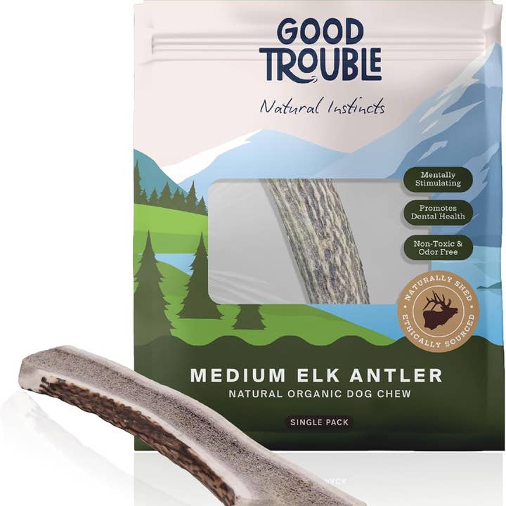 Wild Elk Antler Dog Chew – Medium Split (Single) for wholesale by Good Trouble Pets
