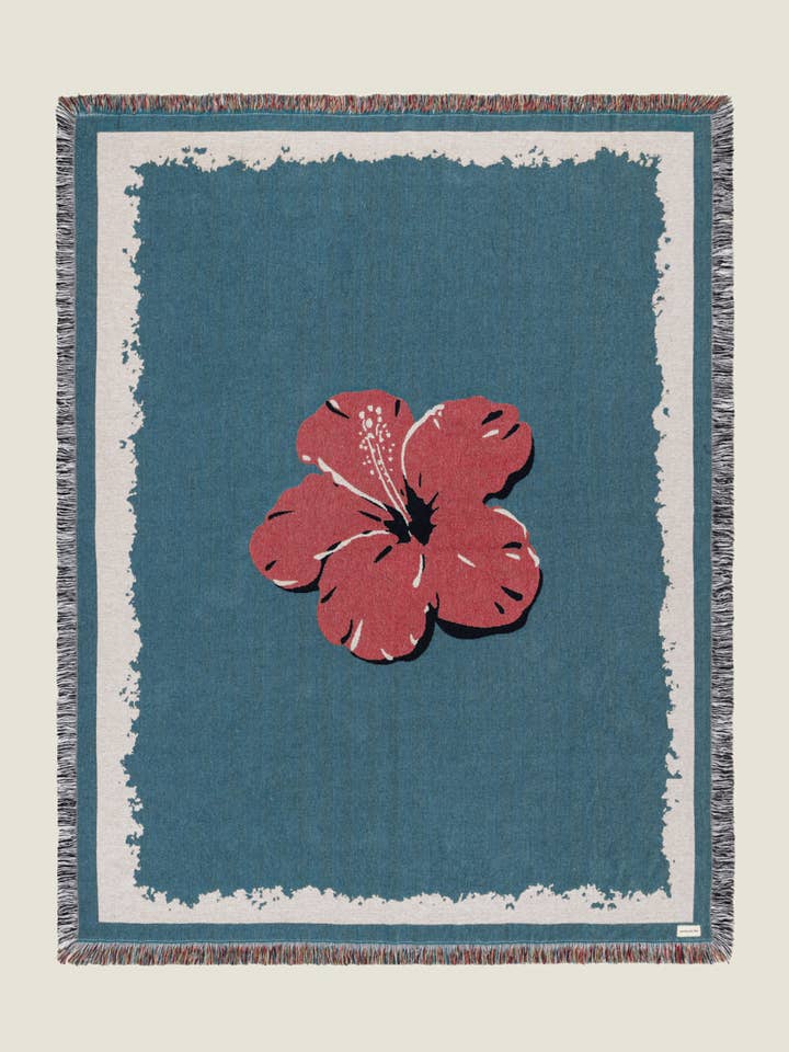 Hibiscus Lagoon blanket for wholesale by Naming This Later