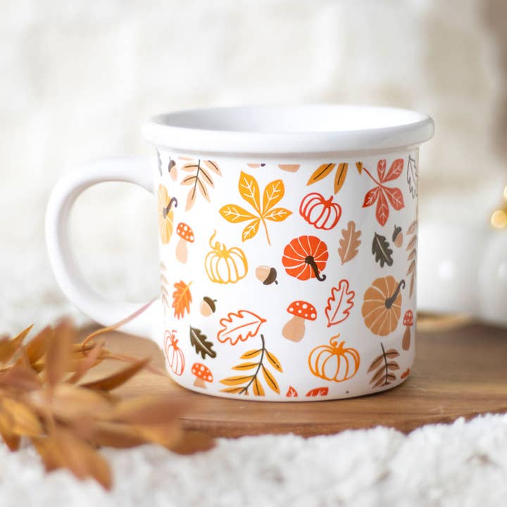 Something Different Wholesale - Wholesale Coffee Mug - Autumn Leaves and Fall Pumpkin Print Mug