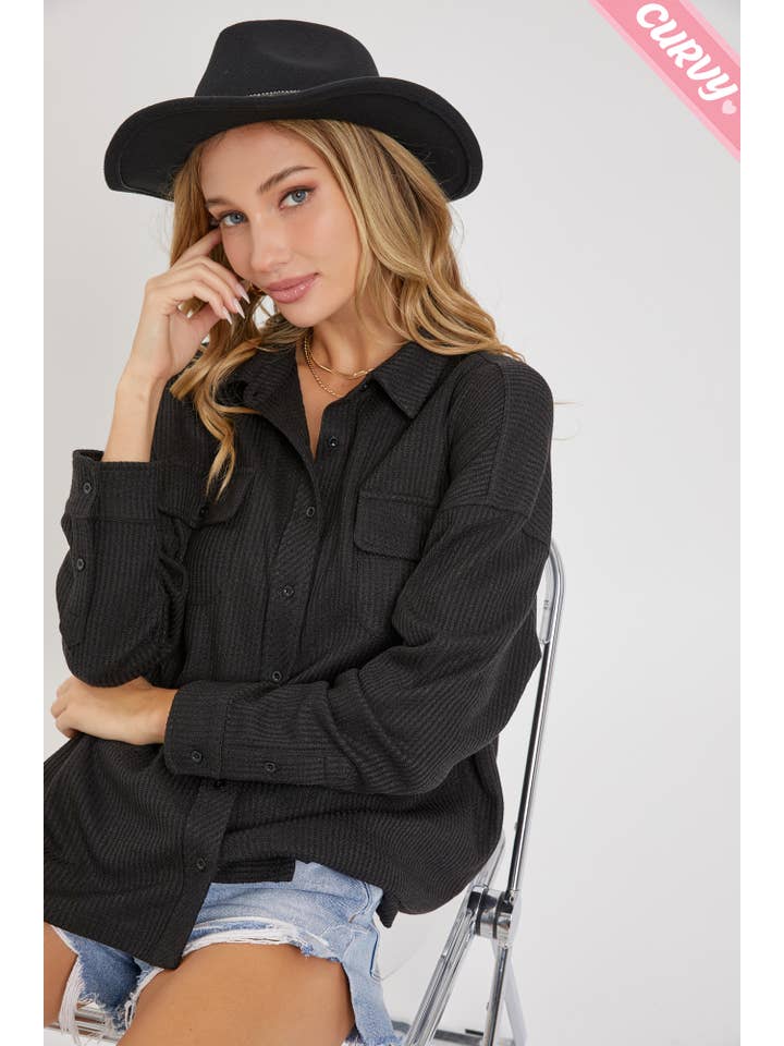 Sweet Lovely by Jen - Wholesale Button Down Shirt - Women's - PLUS SIZE BUTTON DOWN OVERSIZED SHIRTS35