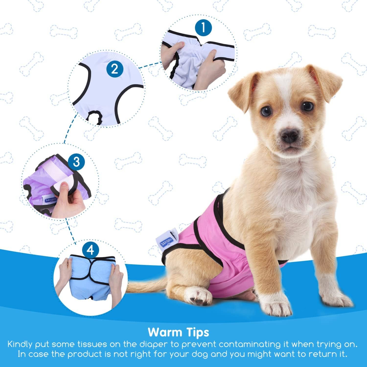 Nobleza – wholesale Pet pee pad – Dog – Nobleza - 3x Washable Diapers for Dogs6