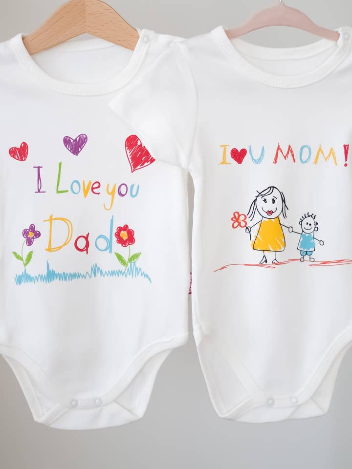 I LOVE YOU DAD / MOM COTTON BABY BODYSUIT for wholesale by TwoMamas