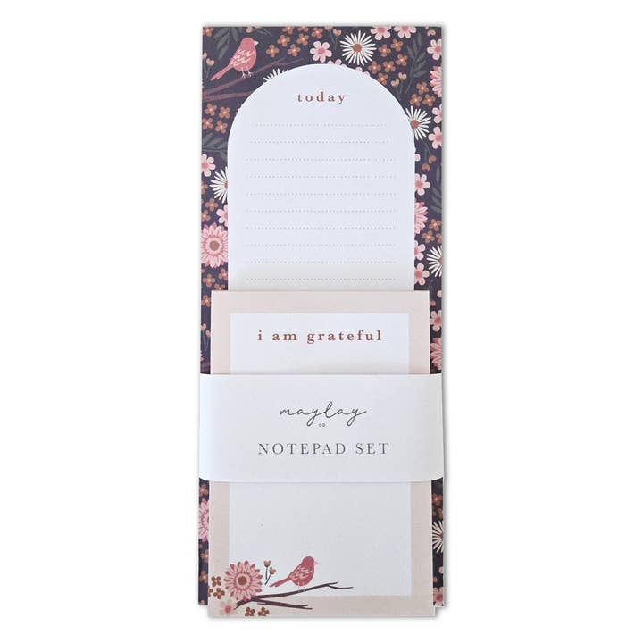 Ensemble de blocs-notes 2 pièces Birdy Floral Gratitude pour la vente par Maylay Co.