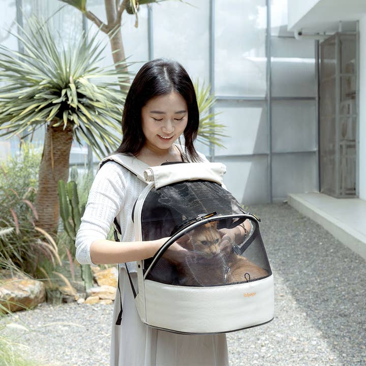 Ibiyaya - Wholesale Pet Carrier - Cat/Dog - Panorama Zipper-free Small Pet Travel Carrier Backpack Front