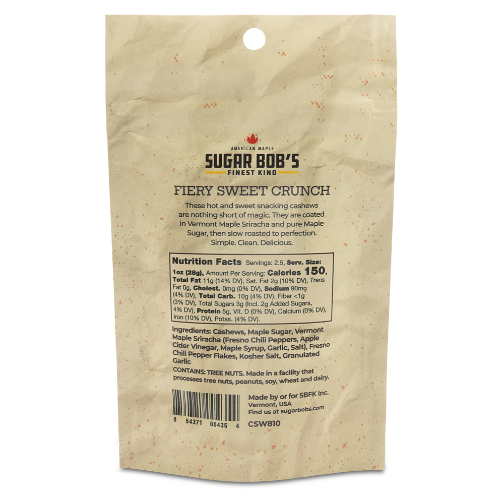 Sugar Bob's Finest Kind - Wholesale Nuts - Maple Sriracha Cashews NET WT. 2.5oz1