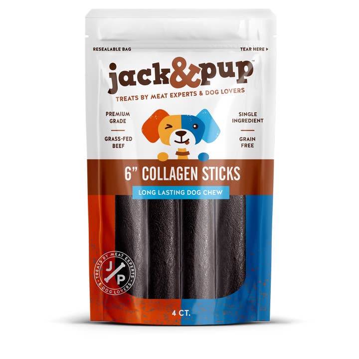 6" Collagen Sticks 4 Pack Jack & Pup Dog Treats for wholesale by J&C PET SUPPLY LLC