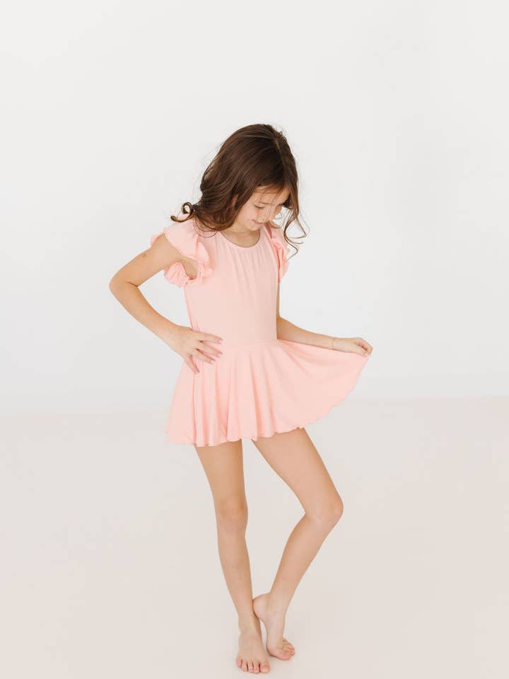 Mila & Rose - Wholesale Leotard - Kids - Peach S/S Twirl Leotard