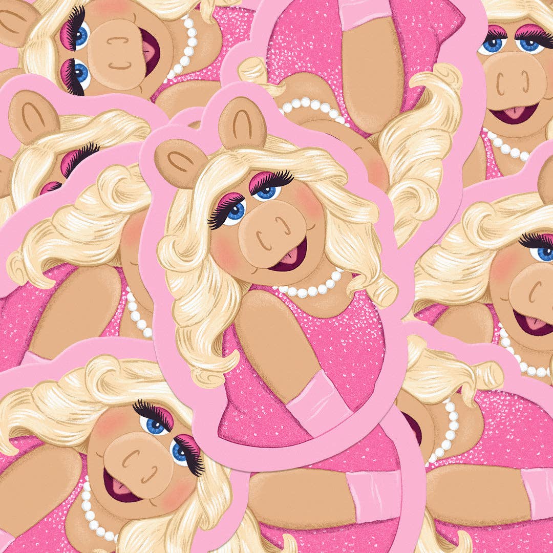 A Fink & Ink - Wholesale Sticker - Miss Pig Puppet Mwah Vinyl Sticker2