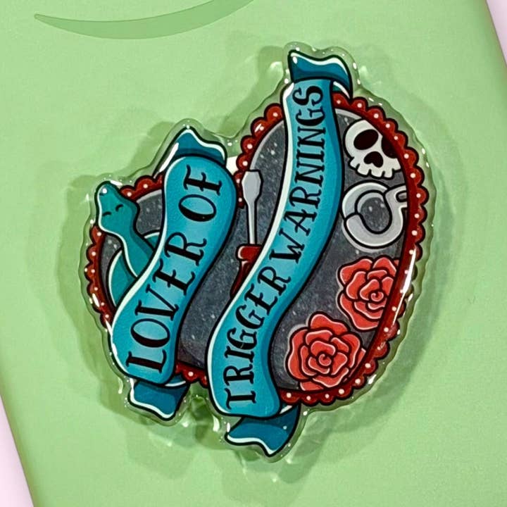 Lover of Trigger Warnings Kindle/Phone Grip for wholesale by Posh Paperie