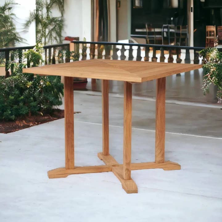 LOOMLAN - Wholesale Patio Table - Avery Square Teak Outdoor Dining Table Umbrella Hole