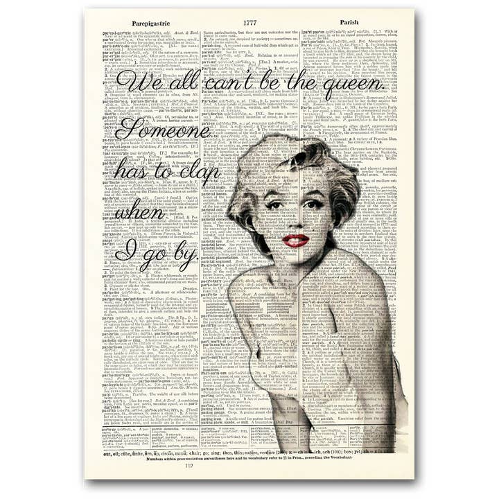 Impressão de Arte | Página de Dicionário | Vintage | Nem todos podemos ser a rainha por atacado de Vintage Dictionary Art