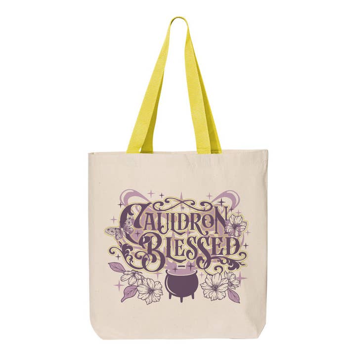 Lucky Luna Apparel - Wholesale Tote bag – Women's - Cauldron Blessed Contrast Color Handle Tote Bag2