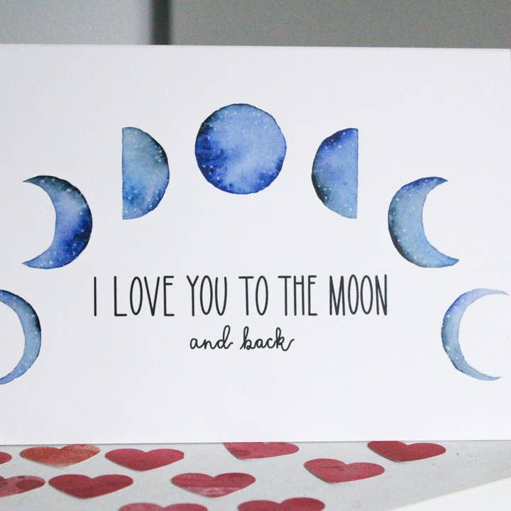 Scribbles and Doodlez - Wholesale Love Card - I Love You To the Moon | Celestial Love Card