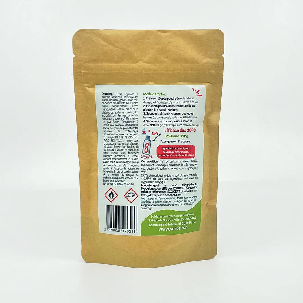 Solide ! - Wholesale Wasmiddel poeder/pods - Kleine zak met 56 wasbeurten (112 g = 7 liter)4