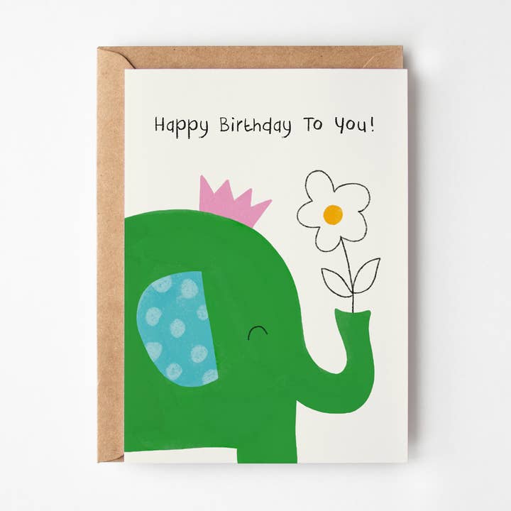 Elephant Birthday Card | Childrens Animal Greetings Card for wholesale by Happy Street