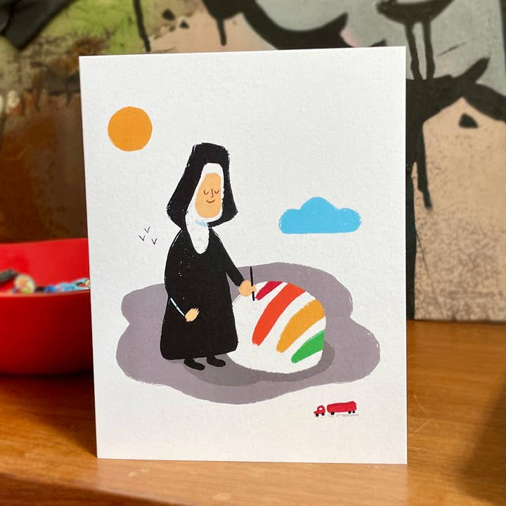 Tarjeta de notas Painting the Rainbow Swash de la hermana Corita para venta al por mayor de Jesse Haley