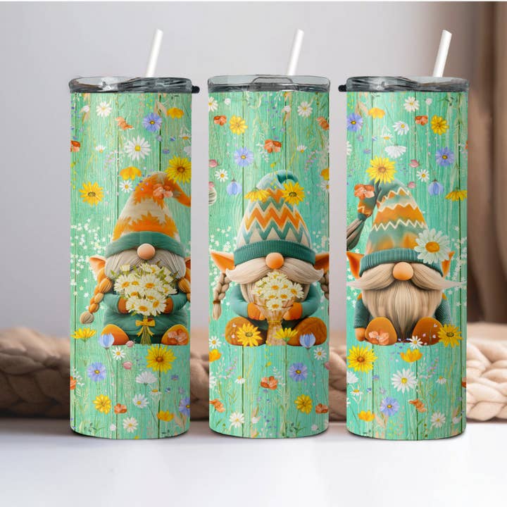 Flower Bed Gnomes Tumbler for wholesale by Wicked Flower Creations