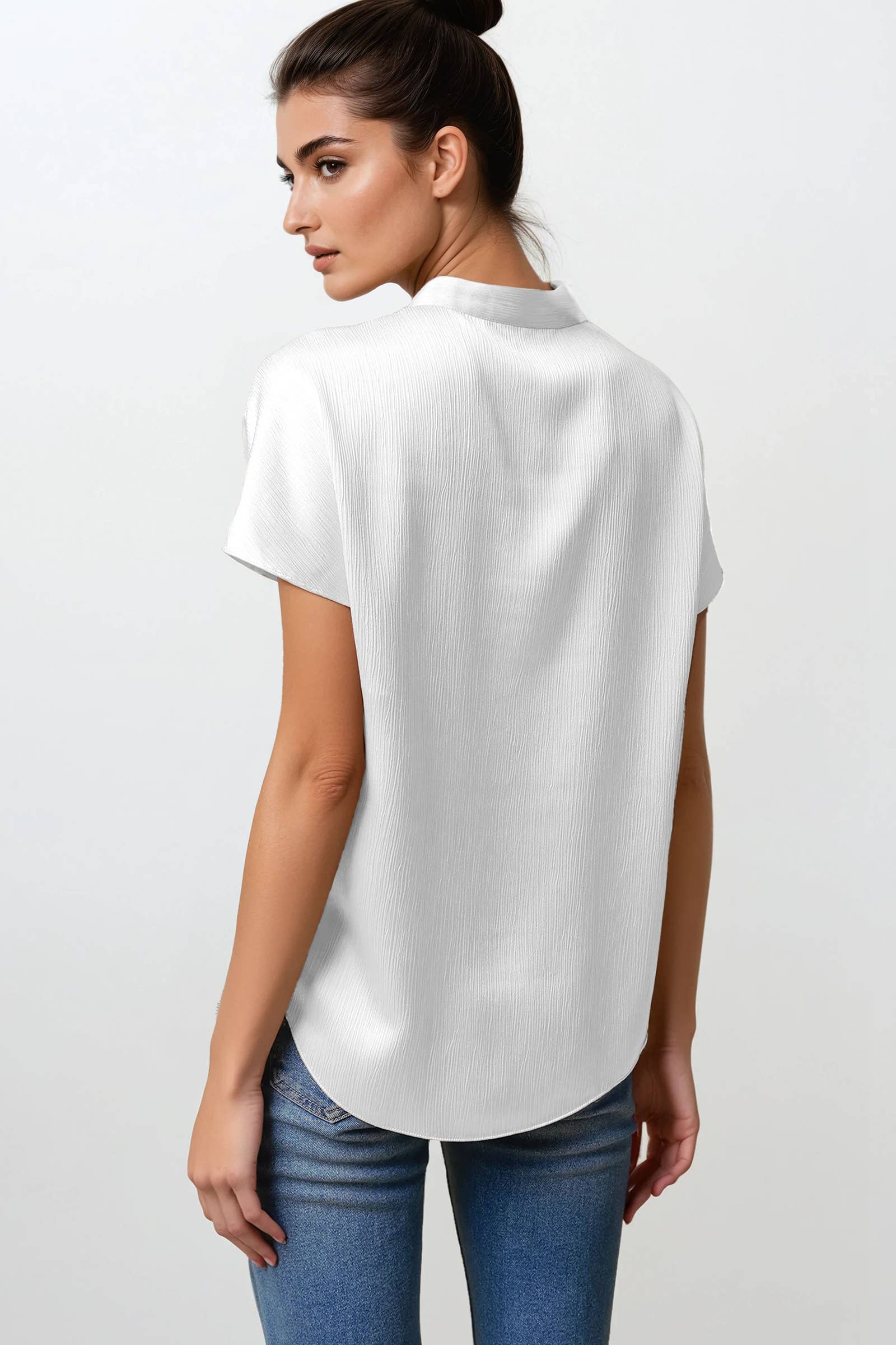 Naked Zebra – Engroshandel Bluse - Dame – Skjortebluse i rynket satin6