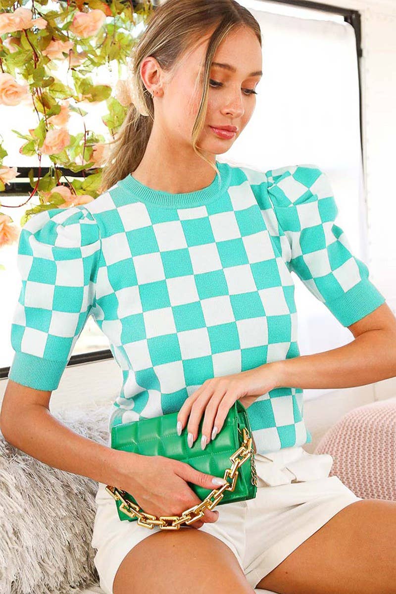 Pink Irene Wholesale - Vendita all'ingrosso Top in maglia - Donna - TOP IN MAGLIA CON STAMPA A QUADRETTI17