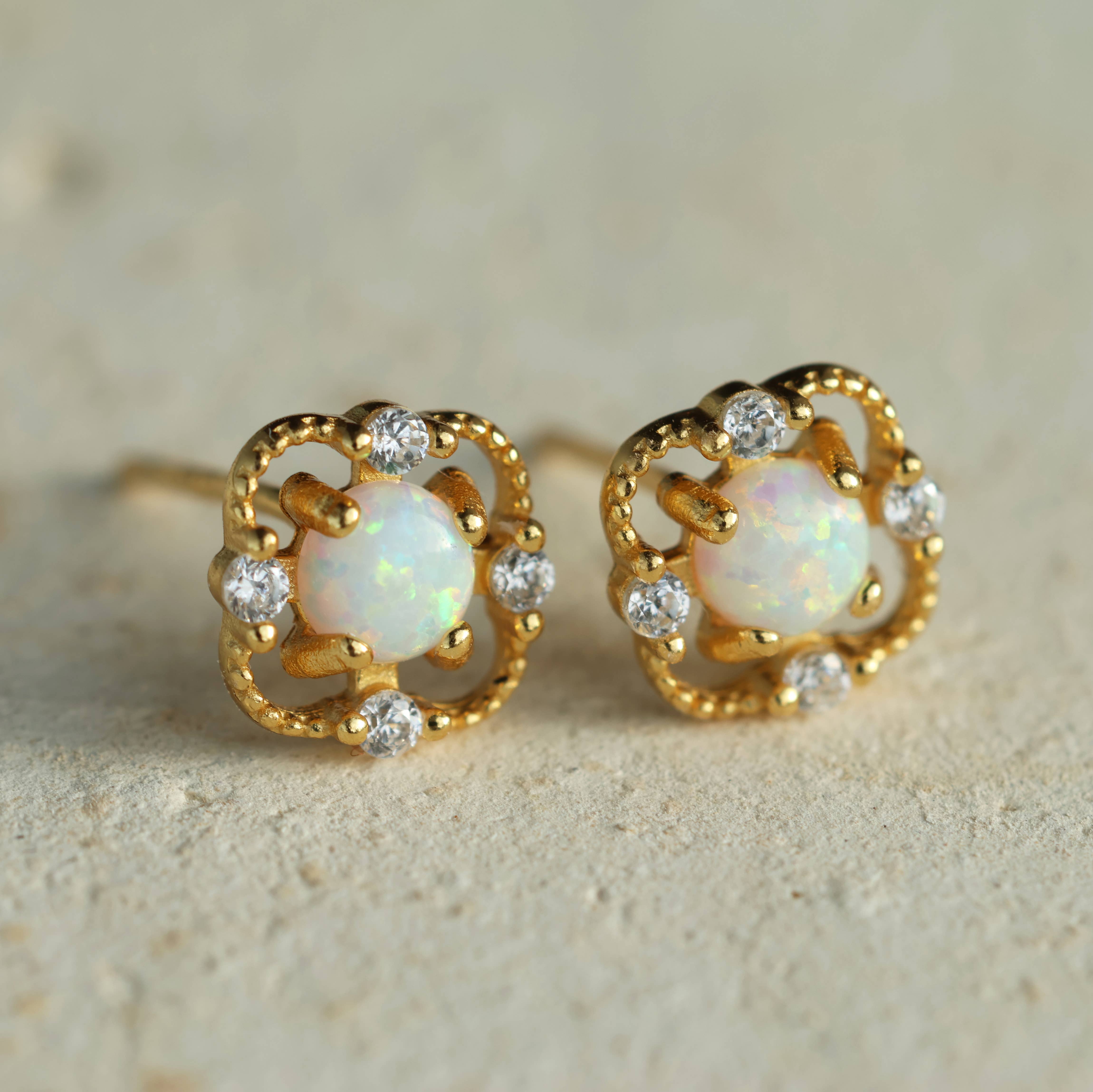 Silk Purse, Sow's Ear - Wholesale Stud/Post Earrings - Victorian Opal Stud Earrings7