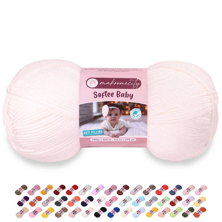 Fil à Tricoter Softee Baby 100 % Acrylique Premium Anti-Boulochage pour la vente par Makromecity