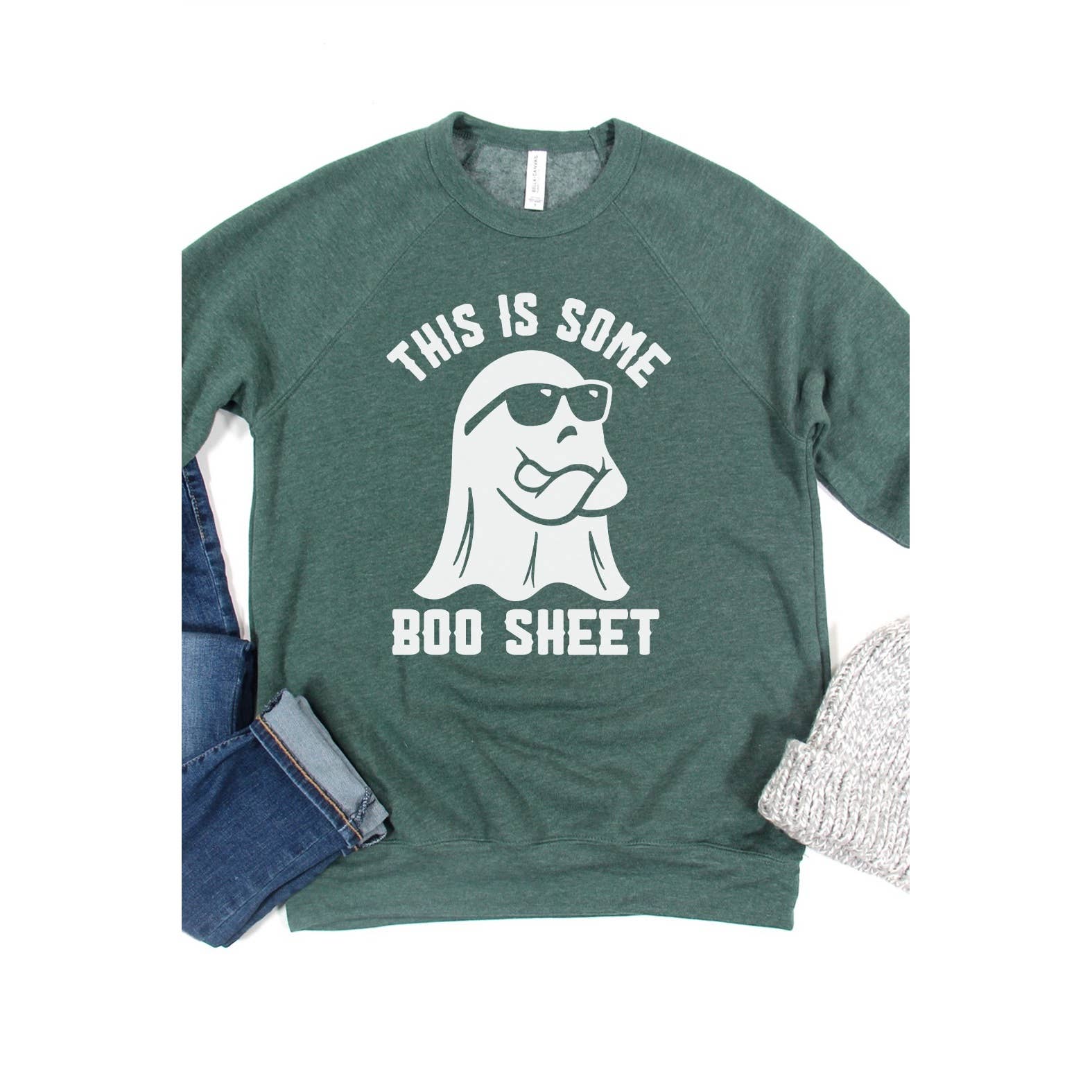 Kissed Apparel – Engroshandel Grafisk Sweatshirt - Dame – Dette er nogle Boo Sheet Ghost Graphic Sweatshirt2