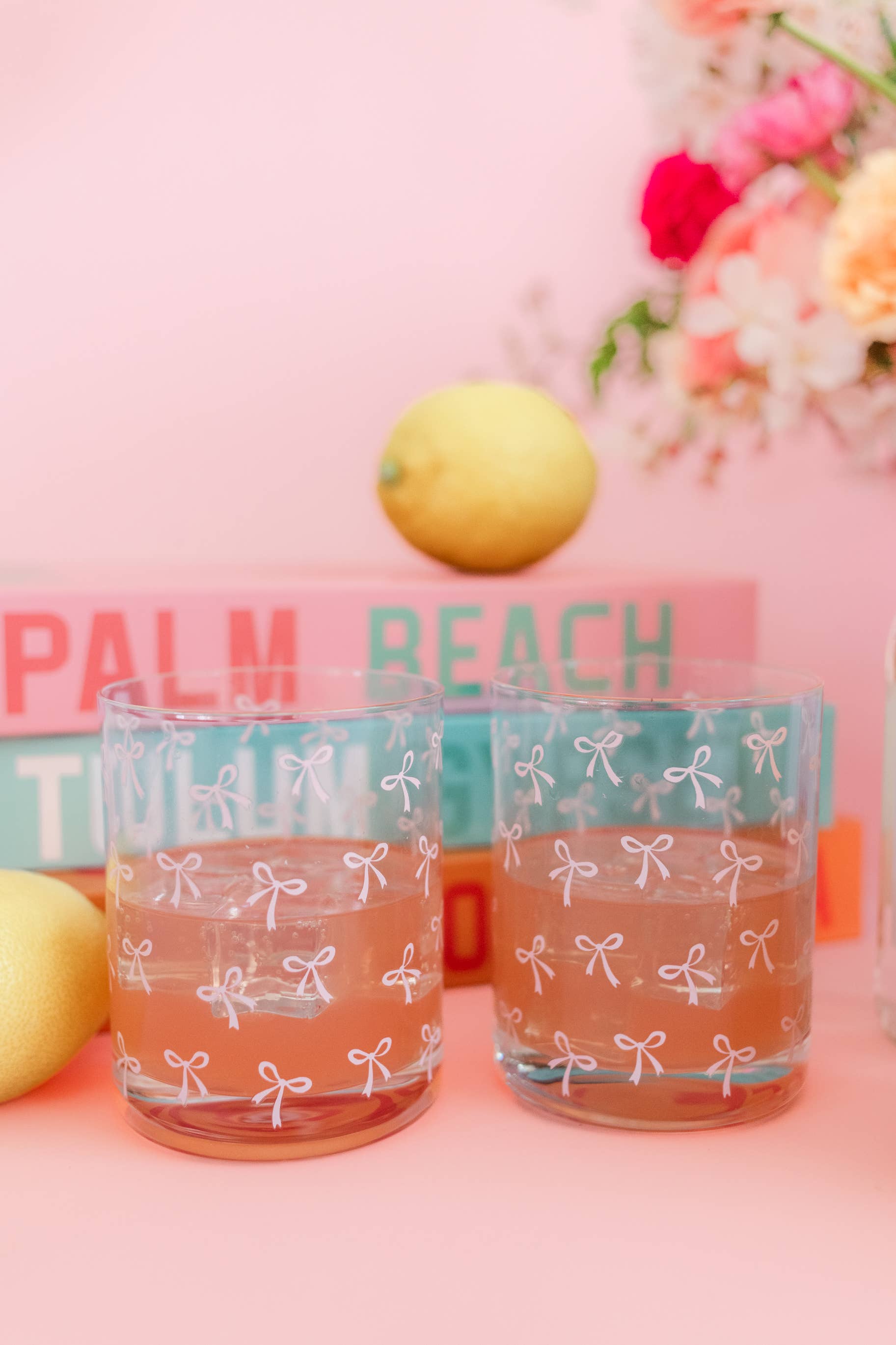 Rock Paper Scissors - Wholesale Cocktail/Liquor Glass - Pink Bows Cocktail Glass