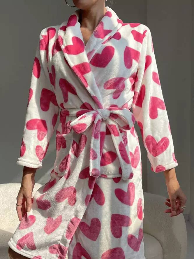 Pink Heart Print Thickened Long Tie-Up Bathrobe ZK2579 and other Purchase Wholesale heart robe. Free Returns & Net 60 Terms on Faire trending on Faire.
