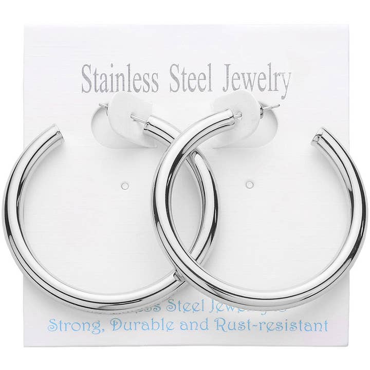 Wona Trading, Inc. - Wholesale Hoop Earrings - 18K Gold Dipped Stainless Steel Hoop Earrings