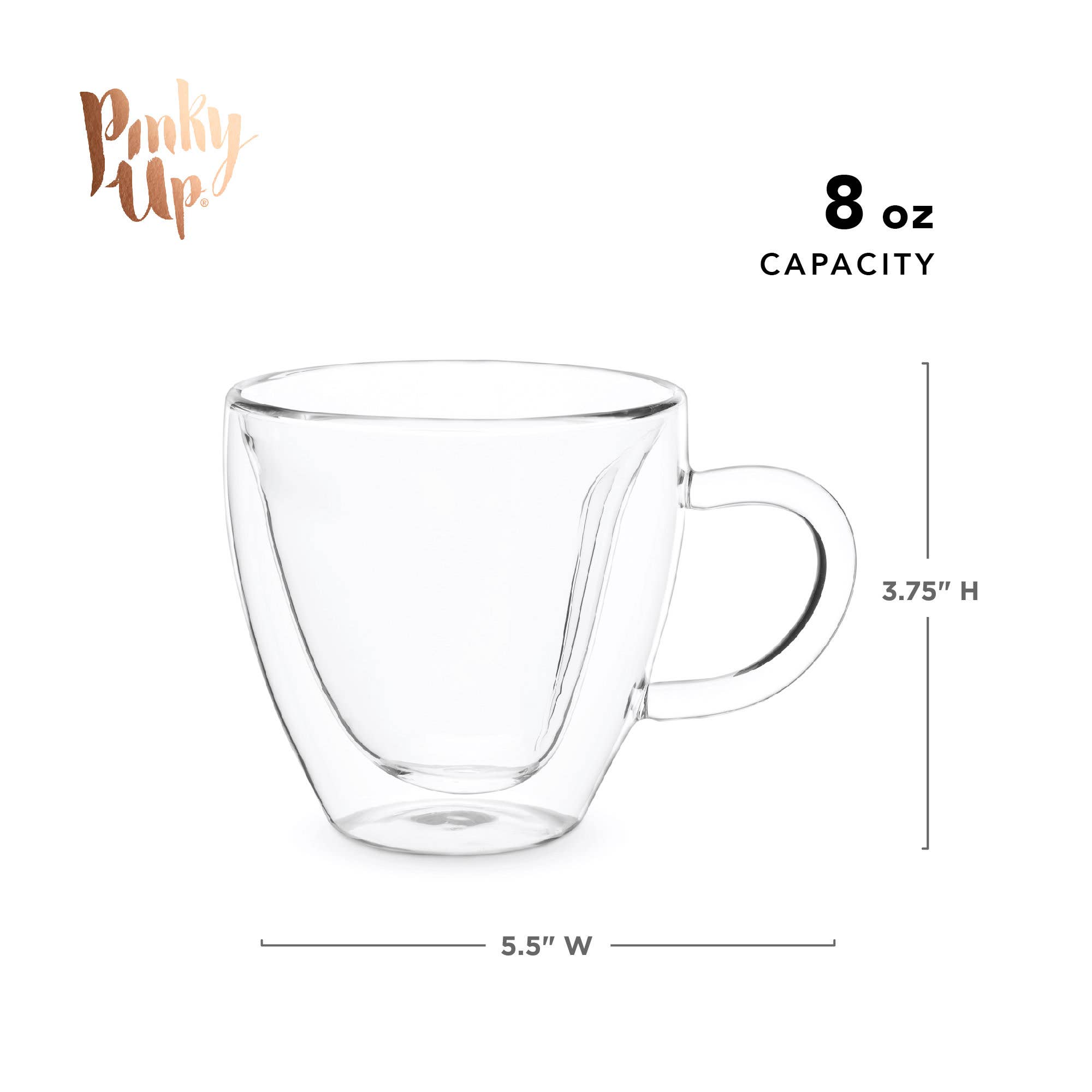 Pinky Up - Wholesale Coffee Mug - Kendall™ Double Walled Insulated Glass Mug Heart Shaped6