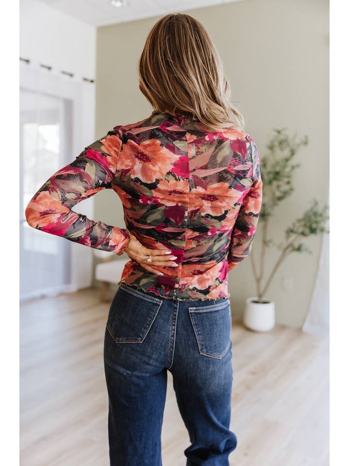 Multicolour Isolde Floral Print Mesh Top for wholesale on Faire6